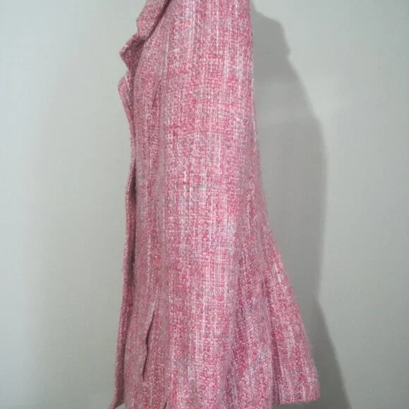 Guess Pink Women’s Knit Nylon Acrylic Cotton Button Mid-Length Coat Size Large - Picture 4 of 10
